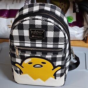 Rare Limited Edition Loungefly Gudetama Gingham Leather Backpack